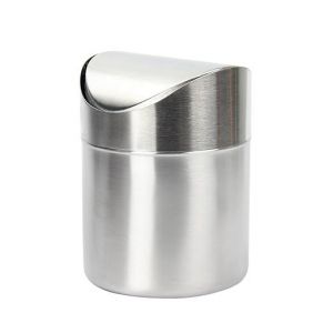 Mini Poubelle En Acier Inoxydable Argenté Avec Couvercle Basculant, Parfaite Pour Bureau, Table, Voiture, Chambre - Neuf