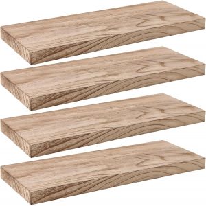 Mevronisshop-4 Pcs Etagere Murale, 40 Cm Étagère Murale En Bois, Étagère Suspendue En Paulownia Étagère Flottante, Adaptée Pour Le Salon, La Cuisine, La Salle De Bain (Brun Clair) - Neuf
