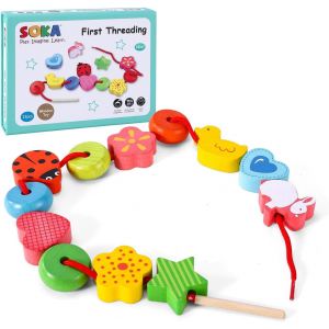 ChenQuanSarl-Soka Premier Filetage En Bois Pour Enfants &Agrave; Partir De 2 Ans, Jouet &Eacute;ducatif Montessori Pour B&eacute;b&eacute; Et Enfant - Neuf