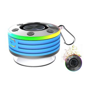 Enceinte de douche Bluetooth 5.3 avec lumi&egrave;res RGB et ventouse, enceinte sans fil r&eacute;sistante &agrave; l'eau - Neuf