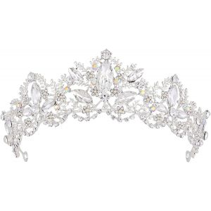 Kal-Couronne Baroque Vintage Tiare Rétro Cristal Strass Bijoux De Cheveux Décoration Pour Princesse Femme Reine Dames Filles Mariée Demoiselle D'honneur Anniversaire Bal Mariage Concours De Beauté - Neuf