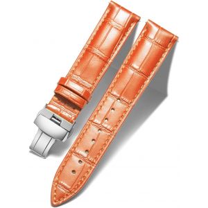 Kalanka-Bracelet De Montre En Cuir Femme Homme 12mm-24mm Bracelet De Remplacement Avec Boucle De Déploiement Papillon Argent/Or/Or Rose - Neuf