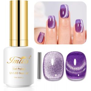 Maa-Cat Eye - Vernis À Ongles Uv - 15 Ml - Lavande - Cristal Violet - ?Il De Chat - Holographique - Paillettes - Avec Aimant Magnétique - Galaxy - Paillettes - Diy - Kit De Manucure - Neuf
