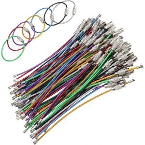 KAL-Anneau Porte Clef, 105 Pièces Anneaux Porte-Clés Multifonction, Acier Inoxydable Anneaux De Boucle De Câble, Attache Porte Clef Avec Dispositif À Vis, Pour Suspendre Clés, Lampes Poche - Neuf