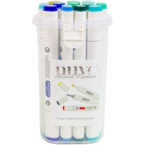 Lot De 12 Marqueurs &Agrave; Alcool &iquest; Tons De Mer Et De Ciel &iquest; Lot De 12 Marqueurs &Agrave; Double Pointe Pour Un M&eacute;lange Vif Et Un Coloriage D&eacute;taill&eacute; - Neuf