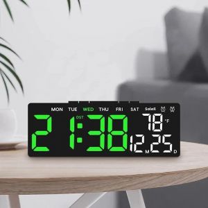 KAVRL-Réveil Numérique Alimenté Par Usb, Température, Date, Semaine, Double Alarme, Compte À Rebours, Snooze, Horloge De Table, Automatique, Variable, 12/24H, Dst, Led,Temp Bbl - Neuf