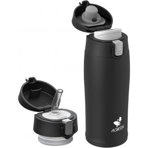 Mevronisshop-Gourde Isotherme, 350ml Bouteille Isotherme Avec 2 Couvercles, Gourde Enfant En Acier Inox 18/8, Gourde Sport Anti-Fuite, Mug Isotherme Sans Bpa Pour Sport, Ext&eacute;rieur Et Quotidien - Neuf