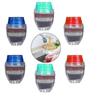 Lot De 6 Filtres &Agrave; Charbon Actif Ronds Pour Robinet De Cuisine, Purificateur D'eau &Agrave; 5 Couches Pour La Maison - Neuf