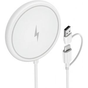 Chargeur Sans Fil Magn&eacute;tique 2 En 1 Avec 2 Pi&egrave;ces De Rechange,Station De Chargement 15w Ultra Fine En Alliage D'aluminium,Compatible Avec Iphone 16/15/14/13/12 Et Airpods 3/2/Pro - Neuf