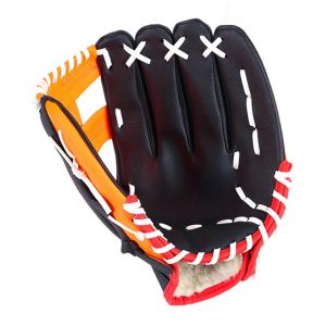 Gants De Frappe En Cuir Souple, Gants De Softball Epais Pour Lanceur, Gants D'entra&icirc;nement Pour Receveur, Gants De Baseball Pour Adolescents, Orange Et Rouge - Neuf