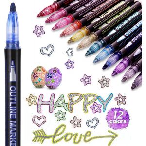 Kalanka-12 Couleurs Marqueurs Métalliques Feutres Stylo Paillette De Métallisée Pour Dessin, Scrapbooking, Album Photo, Carte Cadeau - Idée Cadeau Fille 4-13 Ans - Neuf