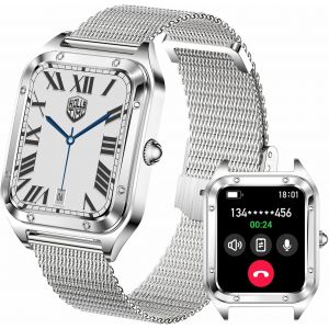 Montre Intelligente Pour Femmes, Montre Intelligente Pour Femmes Entièrement Tactile De 1,59"" Avec Suivi De La Santé Des Femmes, Moniteur De Fréquence Cardiaque Fitness Tracker - Neuf