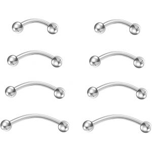 Nbgcm-1.0mm/1.2/1.6mm Implant Grade Titane Courbé Barbell Banane Rook Avant Helix Sourcils Anneaux Vertical Labret Piercing - Neuf