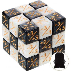 Chenquansarl-24 Pièces Compteurs De Dés Bicolore Dés Compteur Dés De Jeton Dés D6 Avec Mtg, Ccg, Dés De Compteur De Fidélité De Cube Accessoire De Jeu Cartes Contenant Un Sac De Rangement (Noir+Blanc - Neuf