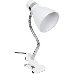 Lampe De Bureau Sicion Métal À Pince | Orientable Et Portable | Idéale Pour Enfants Et Atelier | Clip 220v, Métal (Blanc) - Neuf