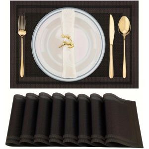 Tianyi-Lynxsd - 6 Pcs Dessous De Table, Sous Plat De Table, Dessous Assiette, Set De Table Antidérapant, Dessous De Verre, Élégance & Praticité, Pour Sublimer Votre Table À Manger (Noir) - Neuf