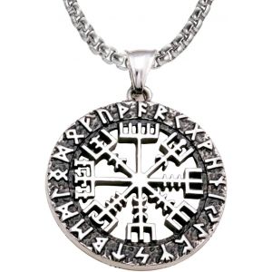 Tianyi-Collier &Eacute;pais Homme Grande Cha&icirc;ne En Acier Inoxydable Cha&icirc;ne Celtique &Eacute;paisse Vintage Pendentif Croix Symbole Nordique Bijou Amulette Protection Long 60 Cm - Neuf