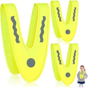 Acdsgd-Gilet De S&eacute;curit&eacute; Enfant, 3 Pi&egrave;ces Gilet De S&eacute;curit&eacute; Haute Visibilit&eacute;, Gilet R&eacute;fl&eacute;chissant Pour Enfants, Gilet Jaune R&eacute;fl&eacute;chissant, Gilet Enfant En Forme De Triangle Pour Gar&ccedil;ons Et Filles - Neuf