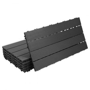 1m&sup2; Dalle Terrasse Bois Composite 30x60 Cm, Rev&ecirc;tement De Sol Pour Ext&eacute;rieur, Anthracite, Lot De 6 - Neuf