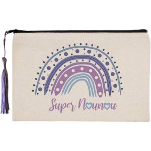 MAA-Trousse/Pochette Super Nounou 100% Coton Cadeau Fin d'année Scolaire maitresse Nounou Atsem Merci - Neuf