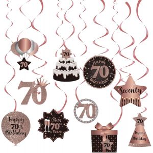 Chicslick-Décorations De Fête D'anniversaire À Suspendre Pour 70e Anniversaire - Décoration De Plafond - 70 Tourbillons En Aluminium Avec Découpes Pour 70 Ans - Or Rose[X211] - Neuf