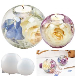 Resine Epoxy Moulage, Moule Silicone Resine Epoxy, Moulle Resine Epoxy, 2 Pi&egrave;ces, Pour Diy Bougeoir Boule De Cristal Chandelier - Neuf