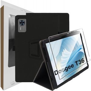 Coque pour Tablette pour Tablette Doogee T36 (12 inch Mod&iquest;&iquest;le 2025), Fin ?tui avec Verre Tremp&iquest;&iquest; avec Fonction Support pour Doogee T36, Noir - Neuf