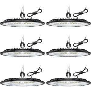 Subzonal-6 Pi&egrave;ce 300w Eclairage Led Garage, 45000lm Plafonnier Garage, 6000k Cool White Projecteur Led Ext&eacute;rieur, Ip65 Waterproof Ufo Lampe Atelier Pour Factories, Warehouse, Workshop - Neuf