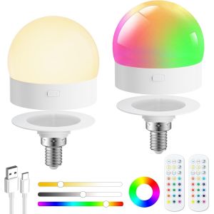 Kal-Ampoule Rechargeable Avec Telecommande-Ampoule Sur Batterie Ampoule E14 Led Dimable Ampoule Sans Electricite Couleur Ampoules Pour Lampes Murales Lampes De Table Lampes De Sol Lustres (2 Unité) - Neuf