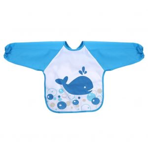 Robe Impermeable Pour Bebe Et Enfant, Bavoir A Manches Longues Pour Garcons Et Filles (Baleine Bleue) - Neuf