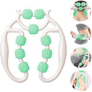 Kal-Rouleau De Massage Musculaire Des Jambes, Rouleau De Massage Anti-Cellulite 360 °, Rouleaus De Massages Des Jambes, Rouleaus De Massages 360, Soulage La Fatigue (Blanc+Vert) - Neuf