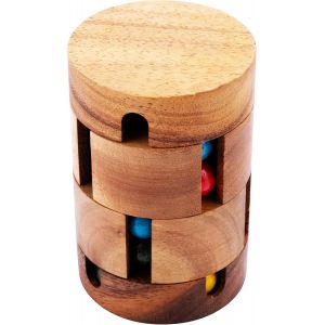 Mdy-¿ 350210 - Revolve Casse-Tête En Bois - Puzzle Pivotant - Niveau Difficile - 1 Pièce - Solution Incluse ¿ 7.1 X 7.1 X 10.5 Cm - Casse Tete À Billes - Jeux En Bois - Neuf