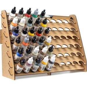 Mevronisshop-Support Mural Pour Peinture Maquette. Rangement Mural En Bois Porte Pot Peinture Acrylique Vallejo Army Painter Pinceaux Warhammer Hobby Zone (26 Mm) - Neuf