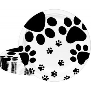 Kal-Lot De 16 Assiettes Rondes En Carton Avec Empreintes De Pattes De Chien - 178 Cm - Décorations De Fête D'anniversaire Sur Le Thème Des Animaux De La Jungle - Neuf
