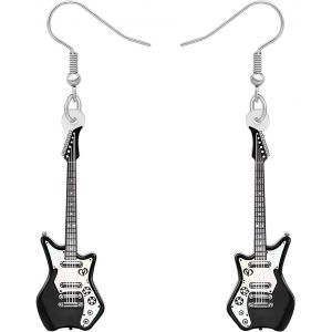 Kal-Acrylique Mignon Musique Basse Guitare Électrique Boucles D'oreilles Breloques Instrument Goutte Balancent Bijoux Cadeaux Pour Femmes Adolescentes Filles - Neuf