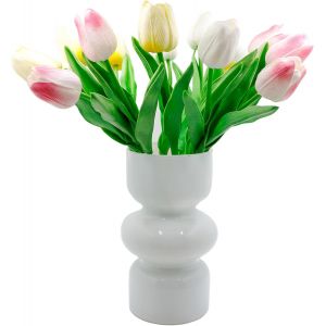 KALANKA-Vase Géométrique Moderne en Verre - Hydroponique, Décoratif pour Fleurs - Pour Maison, Bureau, Mariage - Blanc - Neuf
