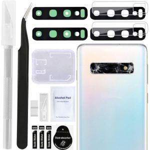 Kal-2 Pièces Pour Galaxy S10/S10+ Cache-Objectif Arrière Caméra Lentille Verre Remplacement Adhésif Prédécoupé Pour Samsung Galaxy S10/S10+ (Tous Les Transporteurs) (Noir) - Neuf
