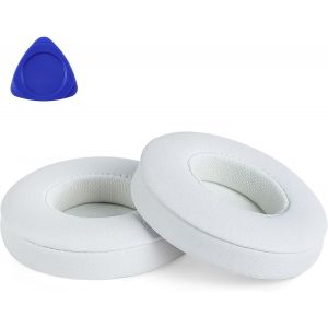 KAL-Paire Coussinets Compatible Casque Beats Solo 2 Solo 3 Wireless -Cuir De Protéine Et Mousse À Mémoire (Blanc) - Neuf