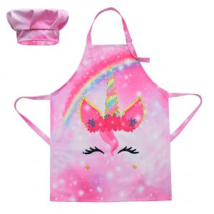 Tabliers pour enfants filles tablier licorne arc-en-ciel (Licorne B, moyen, 6-12 ans) tabliers de cuisine pour enfants tablier de chef - Neuf