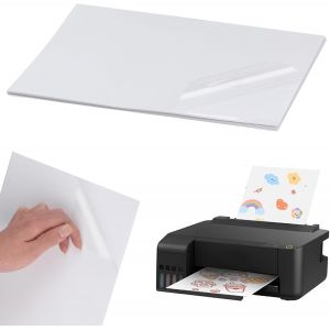 20 Feuilles A4 Papier Autocollant Imprimante Transparentes, A4 Papier Transparent Imprimable Feuille Autocollante En Vinyle Pour Imprimante Laser Et Jet D'Encre - Neuf