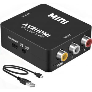 ChenQuanSarl-Adaptateur Rca Vers Hdmi, 1080P 3Rca Composite Cvbs Vid&eacute;o Audio Av Vers Hdmi Convertisseur Prenant En Charge Pal/Ntsc Avec C&acirc;ble D'Alimentation Usb Pour Hdtv Pc Ordinateur Portable Xbox - Neuf