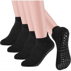 Lot De 4 Paires De Chaussettes De Yoga Antid&eacute;rapantes Pour Femme - 36-39 - Chaussettes De Sport - Chaussettes De Pilates Antid&eacute;rapantes - Chaussettes Antid&eacute;rapantes Pour Femmes Et Hommes - - Neuf