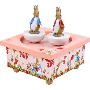 - Pierre Lapin Peter Rabbit Fraises - Bo&icirc;te &Agrave; Musique B&eacute;b&eacute; Dancing En Bois - 2 Figurines Amovibles - Cadeau Naissance Et Bapteme - Musique La Fl&ucirc;te Enchant&eacute;e Mozart - Neuf