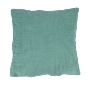 Coussin - Gaze De Coton - 40x40 Cm - Bleu - Confortable - Certifié Oeko-Tex - Neuf