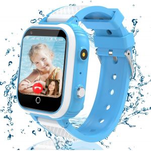 Montre Connect&eacute;e Enfant 4G Appel Vid&eacute;o, Montre GPS Enfant Tracker avec Chat Familial SOS Appareil Cam&eacute;ra IP68 Mode Classe Jeux R&eacute;veil, Montre Intelligente Enfant Cadeau pour Filles et Gar&ccedil;ons - Neuf