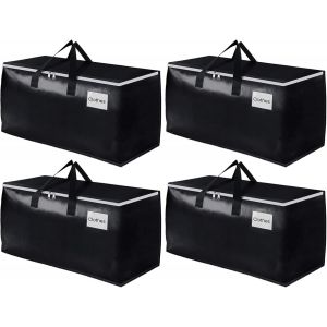 Lot De 4 Grands Sacs De Rangement, 93 L, Avec Fermeture &Eacute;clair Et Poign&eacute;e, Imperm&eacute;ables, Pour D&eacute;m&eacute;nagement Et Rangement Des V&ecirc;tements, Noir - Neuf