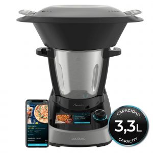 Cecotec Robot de Cuisine Multifonction Mambo Touch. 1600 W, 37 Fonctions, &Eacute;cran Tactile TFT 5" avec Livre de Recettes Int&eacute;gr&eacute;, Capacit&eacute; de 3,3 Litres, Application, Balance et Jarre en Acier Inoxydable - Neuf