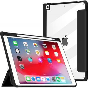 KALANKA-Coque pour iPad 10,2 Pouces 2021/2020/2019 (9&iquest;&iquest;me/ 8&iquest;&iquest; / 7e G&iquest;&iquest;n&iquest;&iquest;ration) avec Porte-Stylo, iPad Air 3e 2019 10,5 / Pro 10,5 2017 &iquest;&iquest;tui Housse Cover Arri&iquest;&iquest;re Transparente de Protection, Noir - Neuf