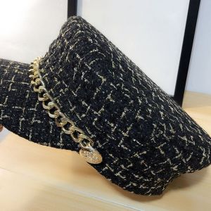 Chapeau En Tweed Pour Femme,Bérets À Fil,Chapeau De Capitaine De Yacht,Chapeau De Marin Skipper Féminin,Casquettes Newsboy,Mode Automne Et Hiver - Neuf