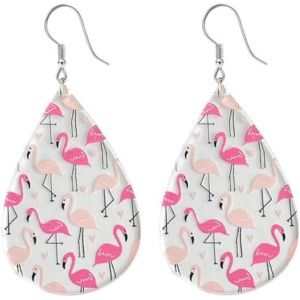 Kal-Boucles D'oreilles Pendantes En Forme De Flamant Rose En Forme De Larme Pour Femmes Et Filles Crochet En Acrylique Léger Bijoux Hypoallergéniques Cadeaux De Vacances Fille Son Anniversaire - Neuf
